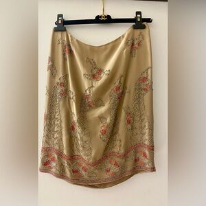 Vintage Ralph Lauren RRL Beaded Embellished Tan Silk Pencil Skirt